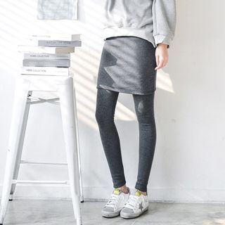 JUSTONE Inset Skirt Brushed-Fleece Lined Leggings