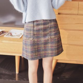 AC Plaid Wool Skirt