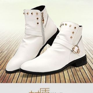 Preppy Boys Belted Studded Zip-Accent Short Boots