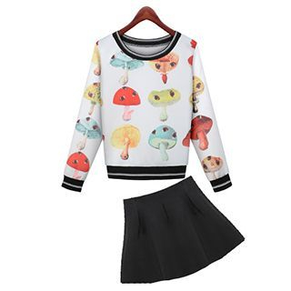 Lumini Set: Mushroom Print Pullover + Skirt