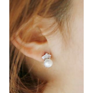 Miss21 Korea Rhinestone Faux-Pearl Earrings