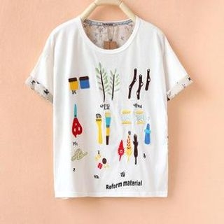 Cute Colors Short-Sleeve Applique T-Shirt