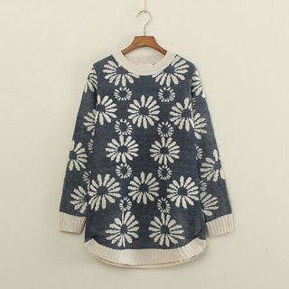Mushi Flower Pattern Long Sweater