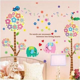 LESIGN Elephants & Tree Wall Sticker