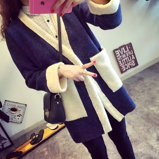 Lucy Girl Contrast Trim Knit Long Jacket