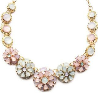 Glamiz Gemstone Floral Necklace