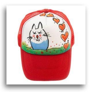 Cartoon Cat Trucker Cap - Blue