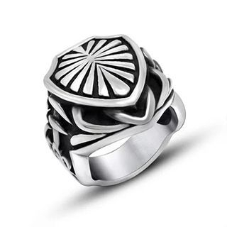 Andante Titanium Steel Shield Ring