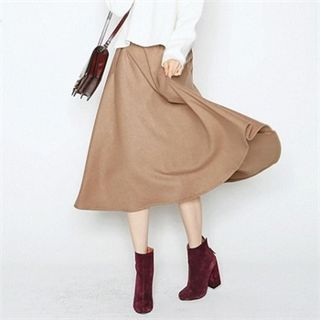 MAGJAY A-Line Wool Blend Long Skirt