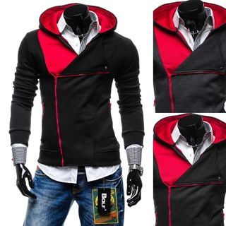 Bay Go Mall Asymmetrical Zip Hooded Jacket