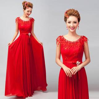 Royal Style Sleeveless Rhinestone Lace A-Line Evening Gown