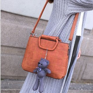 Donini Bags Stitching Accent Cross Bag with Bear Charm