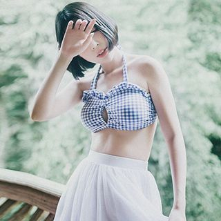 Moonrise Swimwear Set : Gingham Halter Bikini + Cover-up Skirt