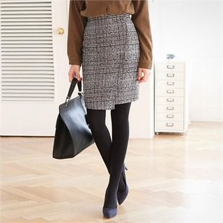 ode' Asymmetric-Hem Wool Blend Mini Pencil Skirt