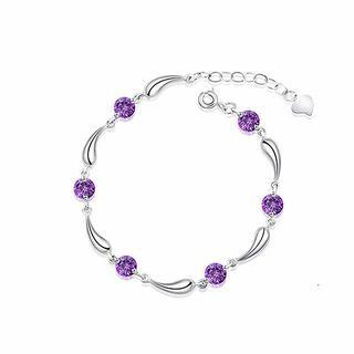 BELEC 925 Sterling Silver with Purple Cubic Zircon Bracelet