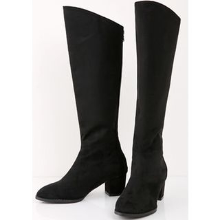 Chlo.D.Manon Block-Heel Faux-Suede Tall Boots