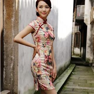 Miss Four Qipao Cap-Sleeve Floral Cheongsam