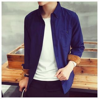 Danjieshi Cuff Sleeve Fleece-lined Shirt