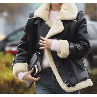ssongbyssong Faux-Shearling Rider Jacket