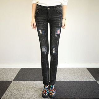 yuffi Patchwork Slim-Fit Jeans