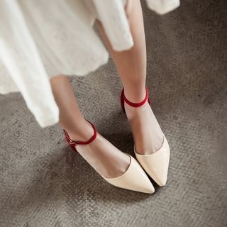 Colorful Shoes Ankle Strap Two-Tone Heeled Sandals
