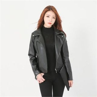 GLAM12 Faux-Leather Zip-Up Jacket