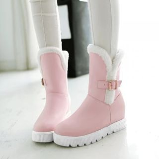 Pastel Pairs Buckled Mid-Calf Boots