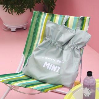 LIFE STORY Lettering Drawstring Shopper Bag  Mint Green - One Size