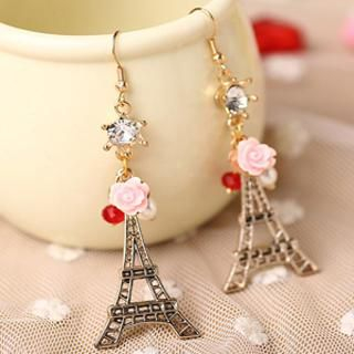 Fit-to-Kill Paris Eiffel Tower Rose Earrings  Other color - one size