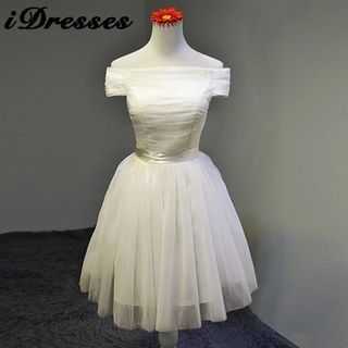 idresses Off-shoulder Tea-length Wedding Dress