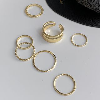 Set Of 7: Ring Set Of 7 - Gold - One Size