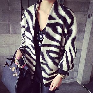 Fashion Street 3/4-Sleeve Zebra Patterned Jacket