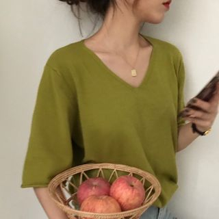 Dute V Neck Short Sleeve T Shirt dute kopen in de aanbieding Dute V Neck Short Sleeve T Shirt dute kopen in de aanbieding