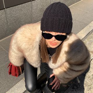 Color Rib-Knit Beanie