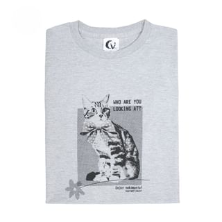 Cat Photo T-Shirt Heather Grey 1 pc
