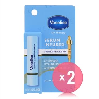 Vaseline - Lip Therapy Serum Infused Advanced Hydration 8 Types Of Hyaluronic Acid & Petroleum Jelly Lip Balm 2pcs Bundle Set 3g x 2 pcs