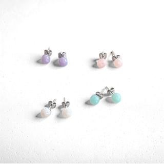 Macaron Color Bead Stud Earrings