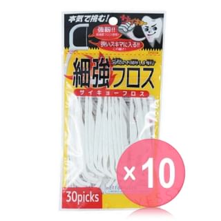 Annecy - Disposable Plastic Stemmed Dental Floss Stick 10pcs Bundle Set 30 pcs x 10 pcs