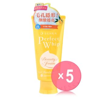 Shiseido - Senka Perfect Whip Vit C Poreless Glow Japanese Yuzu Beauty Face Foam 5pcs Bundle Set 100g x 5 pcs