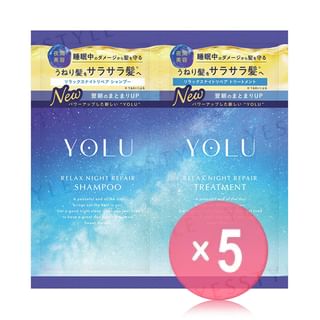YOLU - Relax Night Repair Shampoo & Treatment Renewal Trial Set 5pcs Bundle Set 10g x 2 x 5 pcs