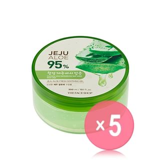 THE FACE SHOP - Jeju Aloe 95% Fresh Soothing Gel 300ml 5pcs Bundle Set 300ml x 5 pcs