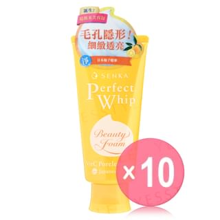 Shiseido - Senka Perfect Whip Vit C Poreless Glow Japanese Yuzu Beauty Face Foam 10pcs Bundle Set 100g x 10 pcs