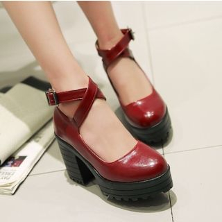 Freesia Cross Strap Platform Pumps freesia kopen in de aanbieding