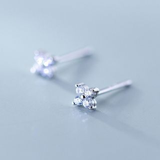 A Roch 925 Sterling Silver Rhinestone Clover Stud Earrings a roch kopen in de aanbieding