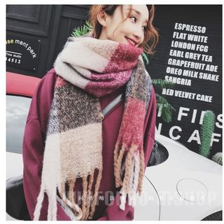 Frome Fringed Checker Scarf frome kopen in de aanbieding