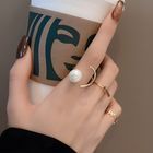 Set of 3: Faux Pearl / Alloy Rings (assorted designs) Set of 3 - Ring - Gold - One Size