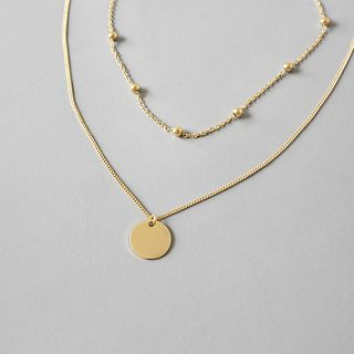 Phoenoa 925 Sterling Silver Disc Pendant Layered Necklace phoenoa kopen in de aanbieding