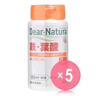 Dear-Natura Iron & Folic Acid for 60 days 5pcs Bundle Set 60 capsules x 5 pcs