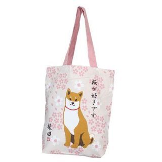 Shiba Dog Shibata A4 Tote Bag Sakura Cherry Blossom 39×38cm