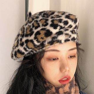 Caproom Leopard Print Furry Beret caproom kopen in de aanbieding
